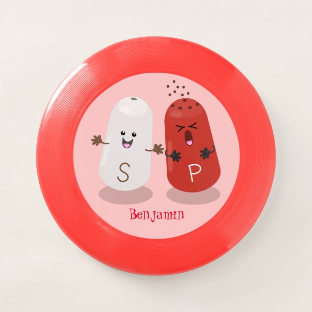 Cute kawaii salt and pepper shakers cartoon Wham-O frisbee (Front)