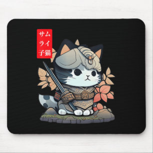 Cute Kawaii Samurai Warrior Kawaii Cat Japanese An Mouse Pad