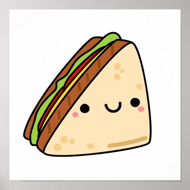 Cute Kawaii Sandwich Poster (Front)