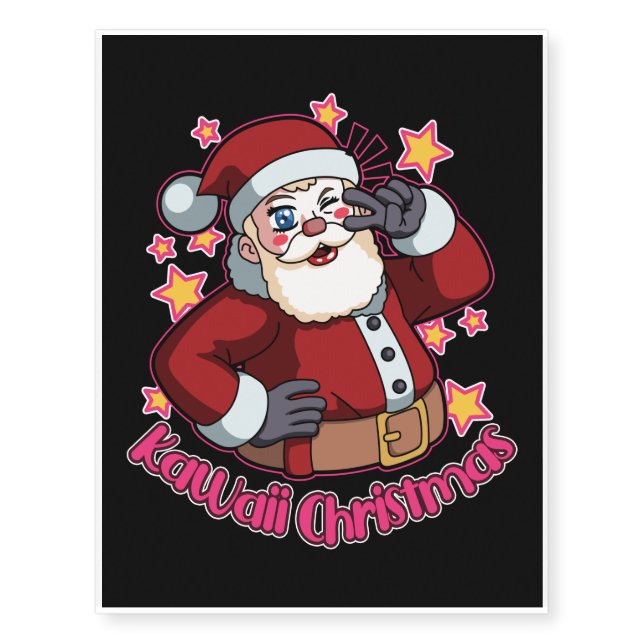 Cute Kawaii Santa Claus Funny Xmas Gift Temporary Tattoos (Front)