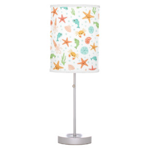 Cute kawaii sea life pattern shells starfish crab table lamp
