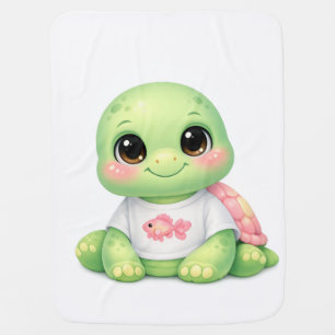 Cute Kawaii Sea Turtle Baby Blanket
