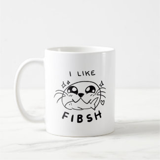 Cute Kawaii Seal Eating Fish Coffee Mug