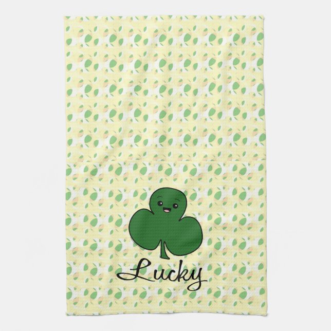 Cute Kawaii Shamrock Kitchen Towel (Vertical)