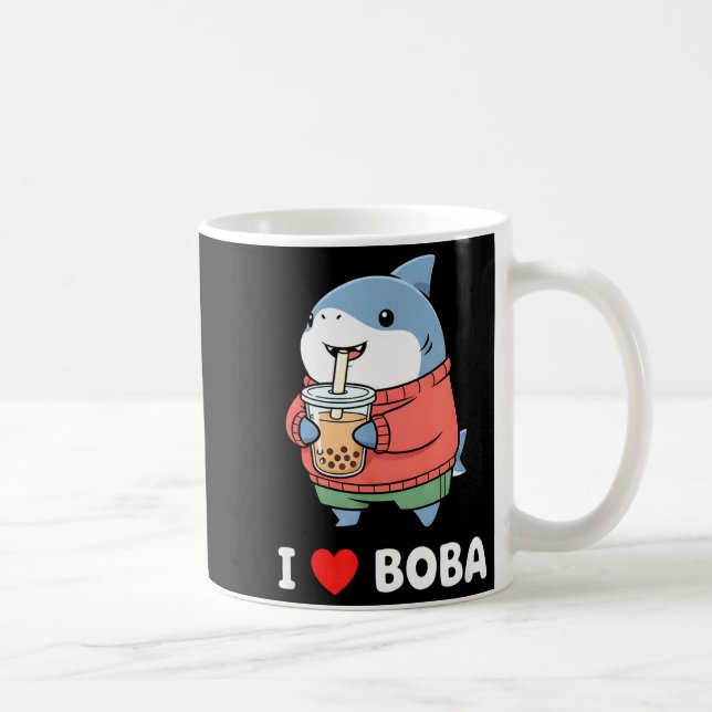 Cute Kawaii Shark Boba Tea Funny Bubble Tea Lover  Coffee Mug (Right)