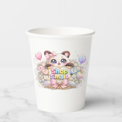 Cute Kawaii Shop Small Business Cat Pastel Pink Fl Paper Cups
