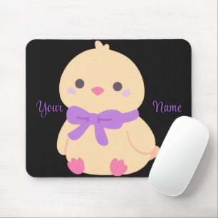 Cute Kawaii Sitting Chick Purple Bow Custom Mouse Pad