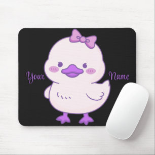 Cute Kawaii Sitting Duck Purple Bow Custom  Mouse Pad