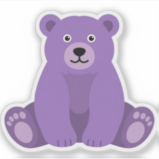 Cute Kawaii Sitting Purple Teddy Bear Vinyl Sticker