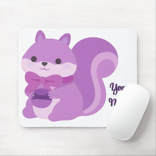 Cute Kawaii Sitting Squirrel Purple Custom Mouse Pad