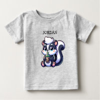 Cute Kawaii Skunk with Bubble Tea Personalized 