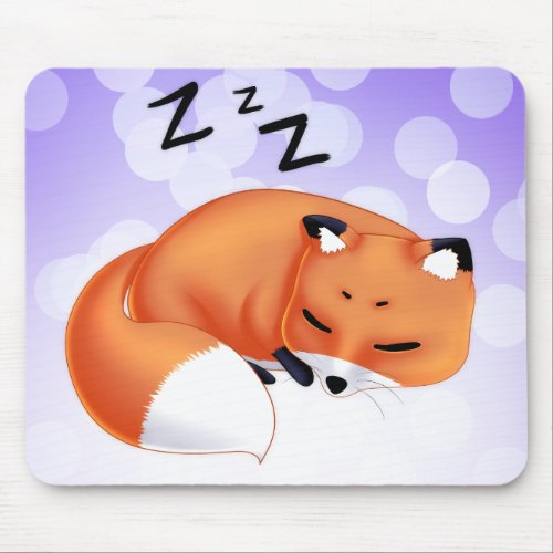 Cute Kawaii Sleeping cartoon fox Mouse Pad