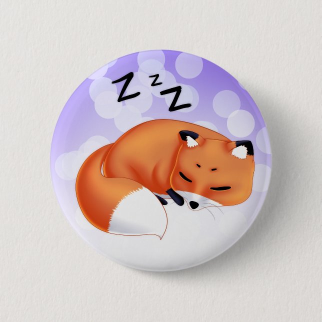 Cute Kawaii Sleeping cartoon fox Pinback Button (Front)