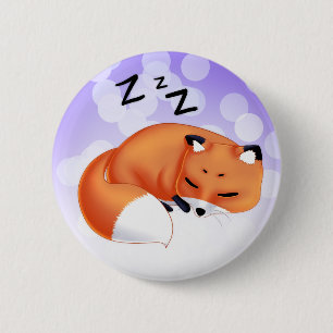 Cute Kawaii Sleeping cartoon fox Pinback Button