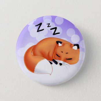 Cute Kawaii Sleeping Cartoon Fox Pinback Button by DiaSuuArt at Zazzle