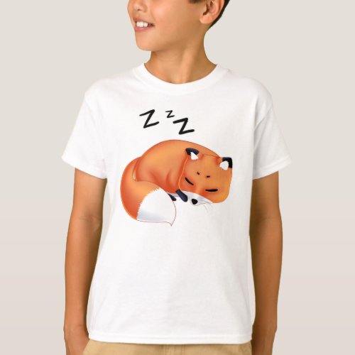 Cute Kawaii Sleeping cartoon fox T_Shirt