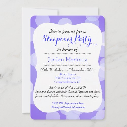 Cute Kawaii sleeping red fox sleepover party Invitation