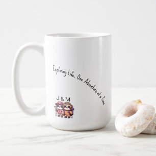 Cute Kawaii Sloth Couple Adventure Hiking Coffee Mug