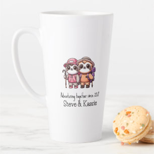 Cute Kawaii Sloth Couple Adventuring Together  Latte Mug