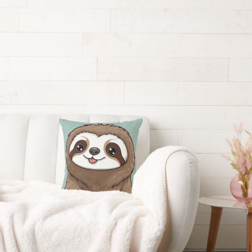 Cute Kawaii Sloth Throw Pillow