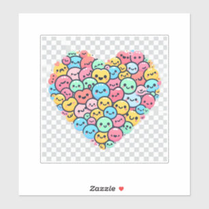 Cute Kawaii Smiley Heart Vinyl Sticker