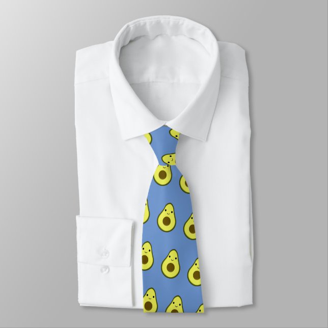 Cute Kawaii Smiling Avocado Neck Tie (Tied)