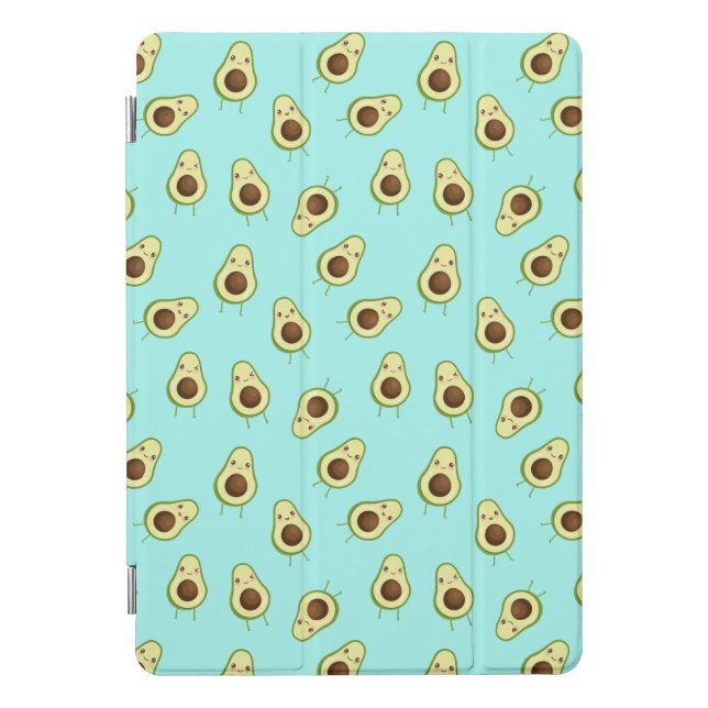 Cute Kawaii Smiling Avocado Pattern iPad Pro Cover (Front)