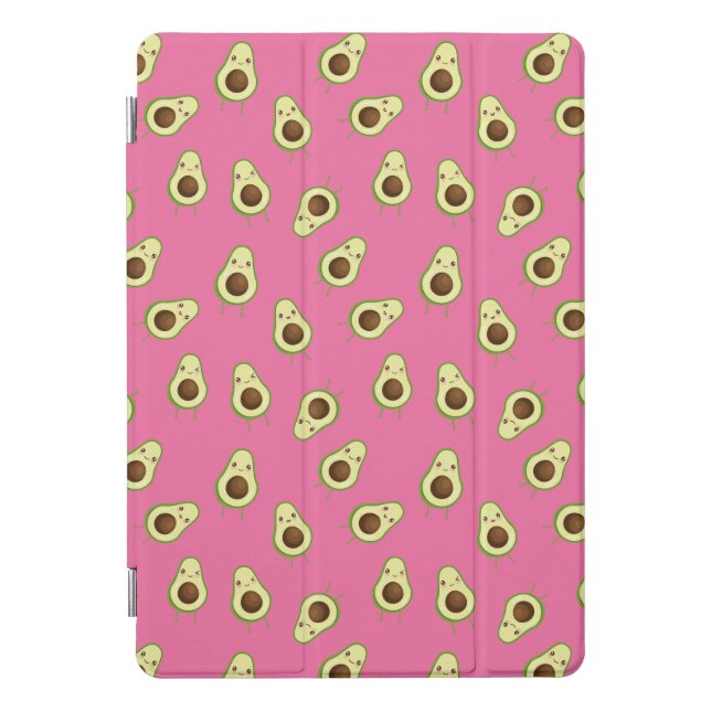 Cute Kawaii Smiling Avocado Pattern iPad Pro Cover (Front)