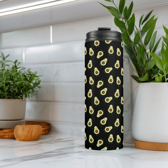 Cute Kawaii Smiling Avocado Pattern Thermal Tumbler (Creator Uploaded)