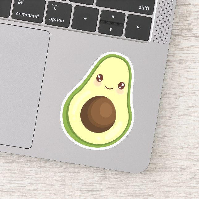 Cute Kawaii Smiling Avocado Sticker (Detail)
