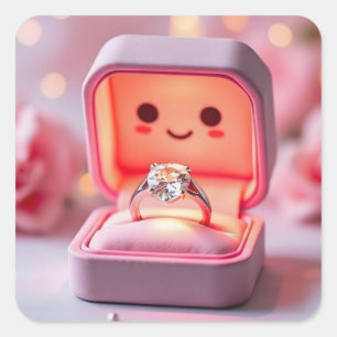 Cute Kawaii Smiling Engagement Ring Box Sticker