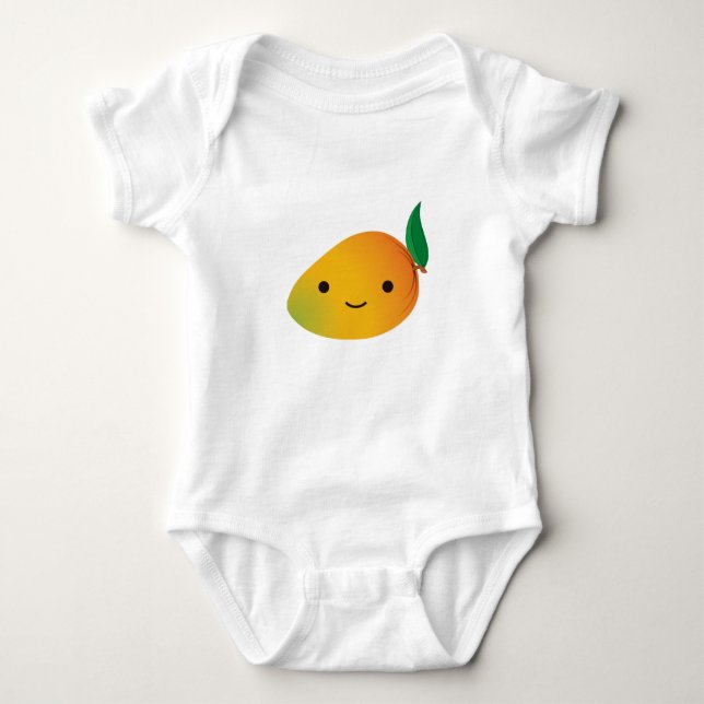 Cute Kawaii Smiling Mango Baby Bodysuit (Front)