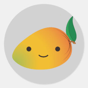 Cute Kawaii Smiling Mango Classic Round Sticker
