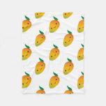 Cute Kawaii Smiling Mango Fleece Blanket