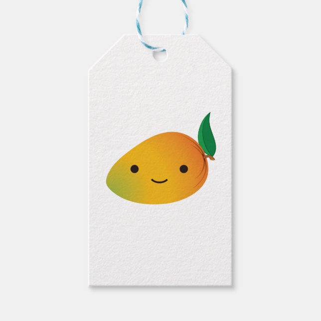 Cute Kawaii Smiling Mango Gift Tags (Front)
