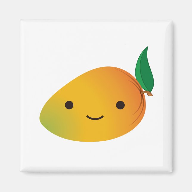 Cute Kawaii Smiling Mango Magnet (Front)
