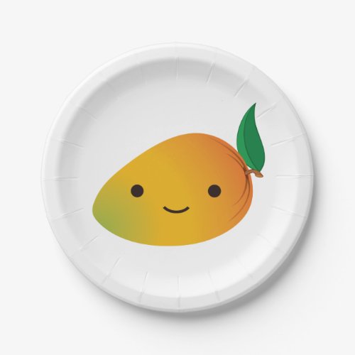 Cute Kawaii Smiling Mango Paper Plates