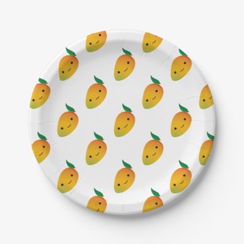 Cute Kawaii Smiling Mango Paper Plates
