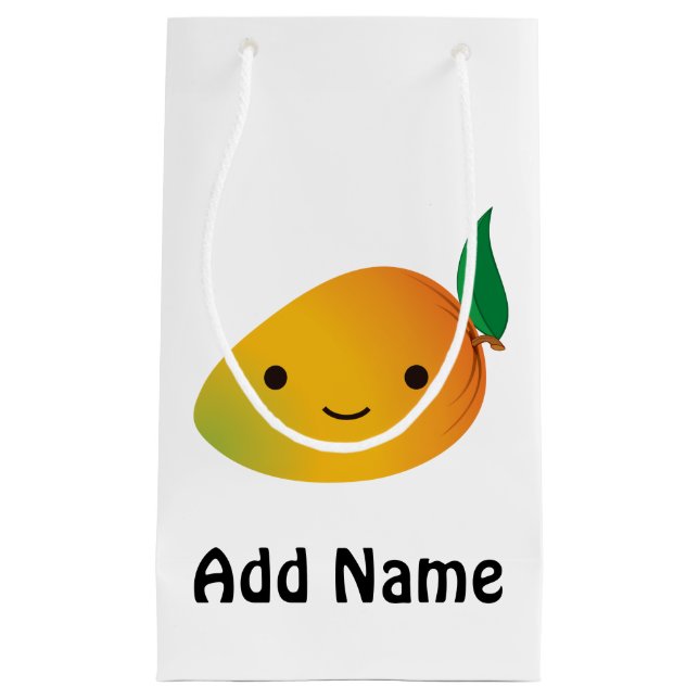 Cute Kawaii Smiling Mango Small Gift Bag (Front)