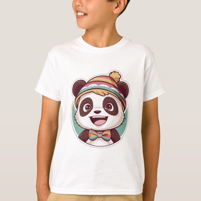 cute kawaii smiling panda T-Shirt (Front)