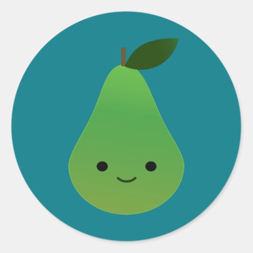 Cute kawaii Smiling Pear Classic Round Sticker