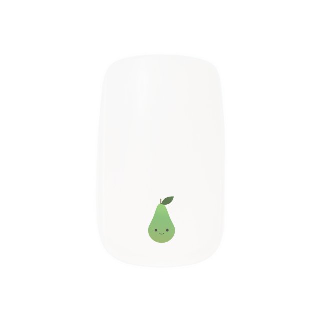 Cute kawaii Smiling Pear Minx Nail Art (Right Thumb)