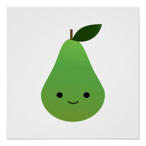 Cute kawaii Smiling Pear Poster