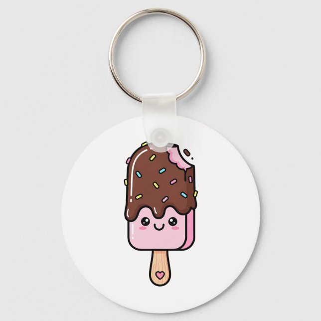 Cute Kawaii Smiling Popsicle Keychain (Front)