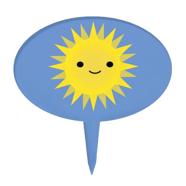 Cute Kawaii Smiling Sun Cake Topper (Front)