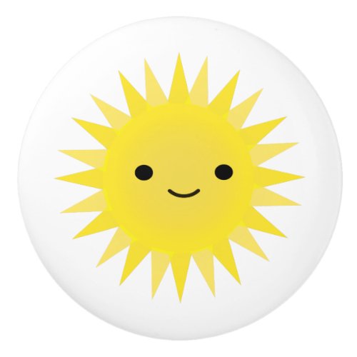 Cute Kawaii Smiling Sun Ceramic Knob