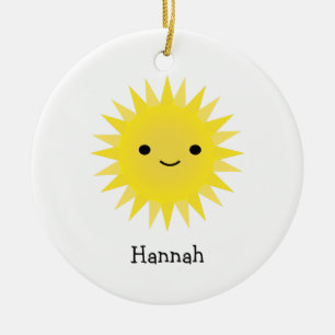 Cute Kawaii Smiling Sun Ceramic Ornament