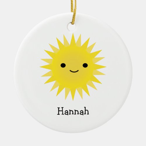 Cute Kawaii Smiling Sun Ceramic Ornament