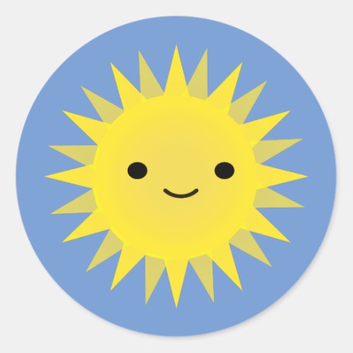 Cute Kawaii Smiling Sun Classic Round Sticker