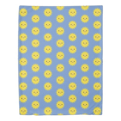 Cute Kawaii Smiling Sun Duvet Cover